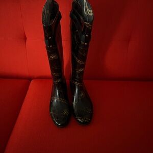 Lauren Ralph Lauren Black Patterned Rain Boots
